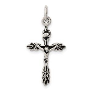 Million Charms 925 Sterling Silver Antiqued Crucifix Necklace Charm Pendant